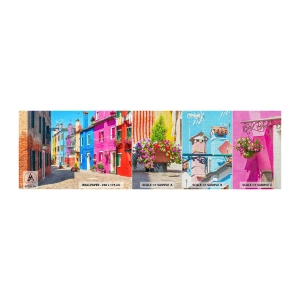 Photo Wallpaper Sample Premium Canvas - Town Bursting with Colours - City, Italy, Architecture - 100x30 cm
