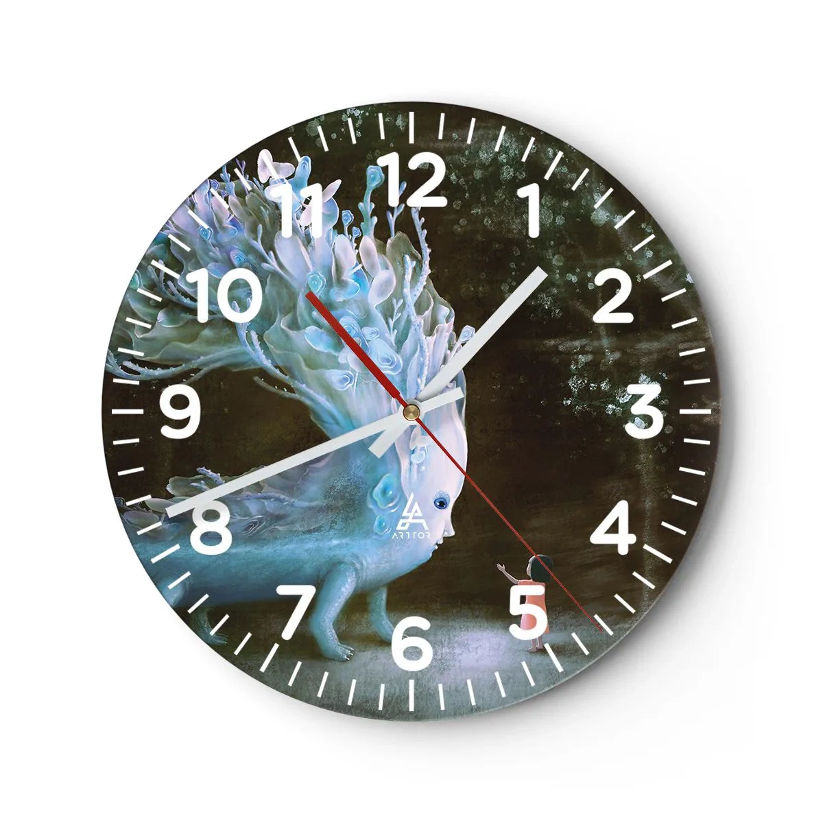 Wall clock - Clock on glass - Fantastic Encounter - 40x40 cm