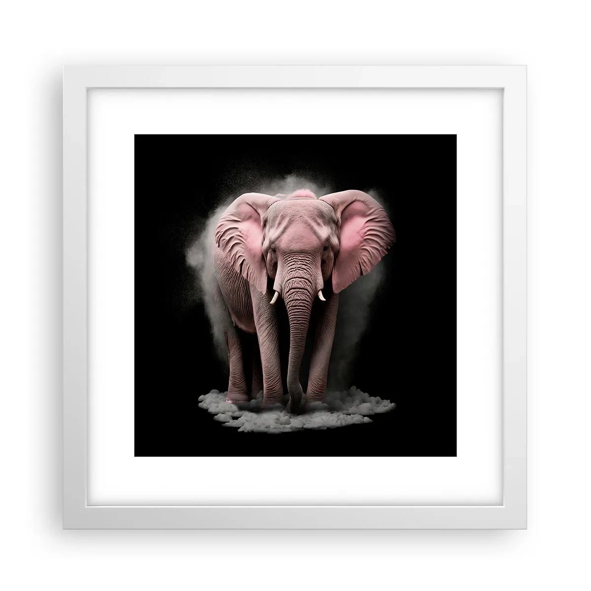 Poster in white frmae - Don't Think About a Pink Elephant! - 30x30 cm