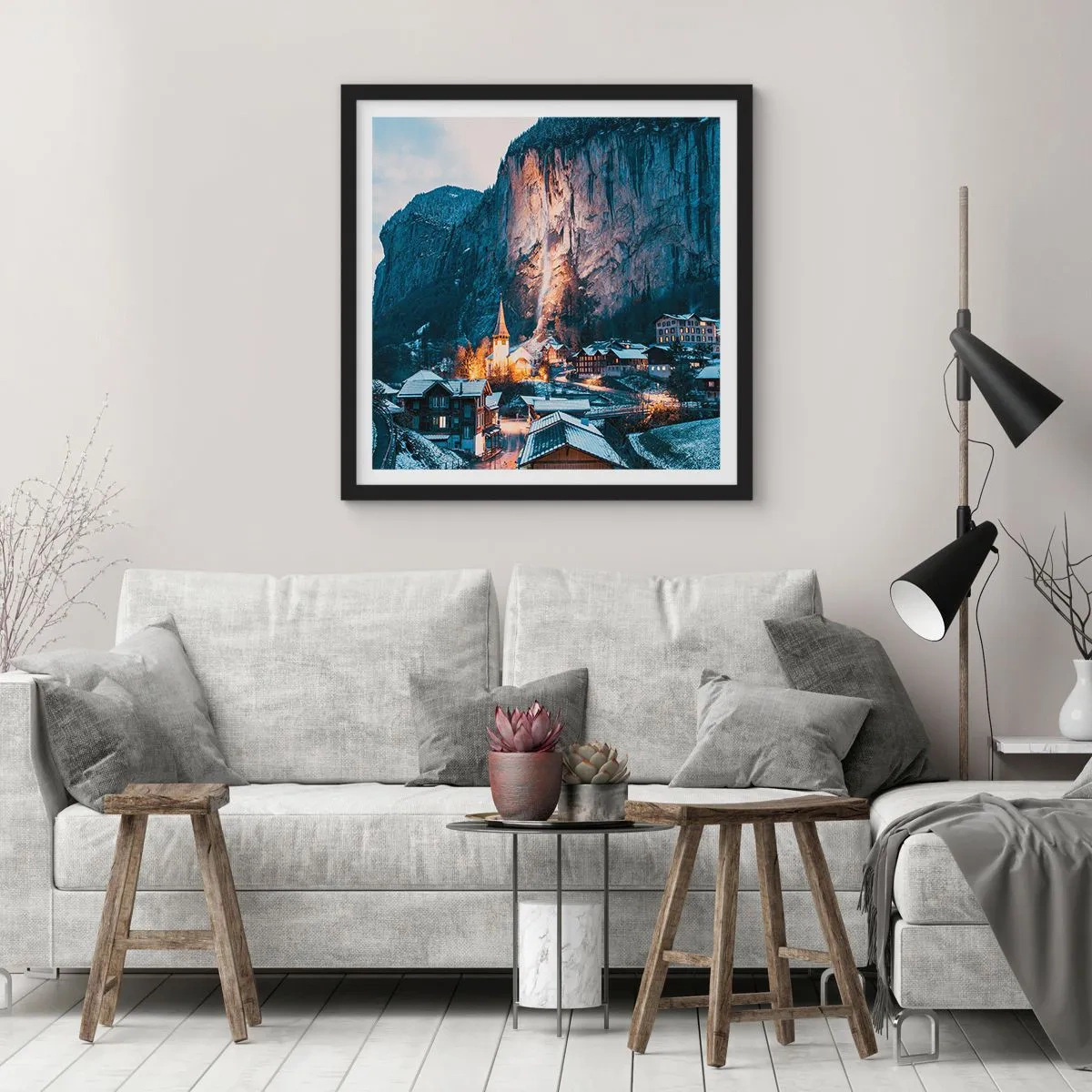 Poster in black frame - Sparkling Winter Spirit - 50x50 cm