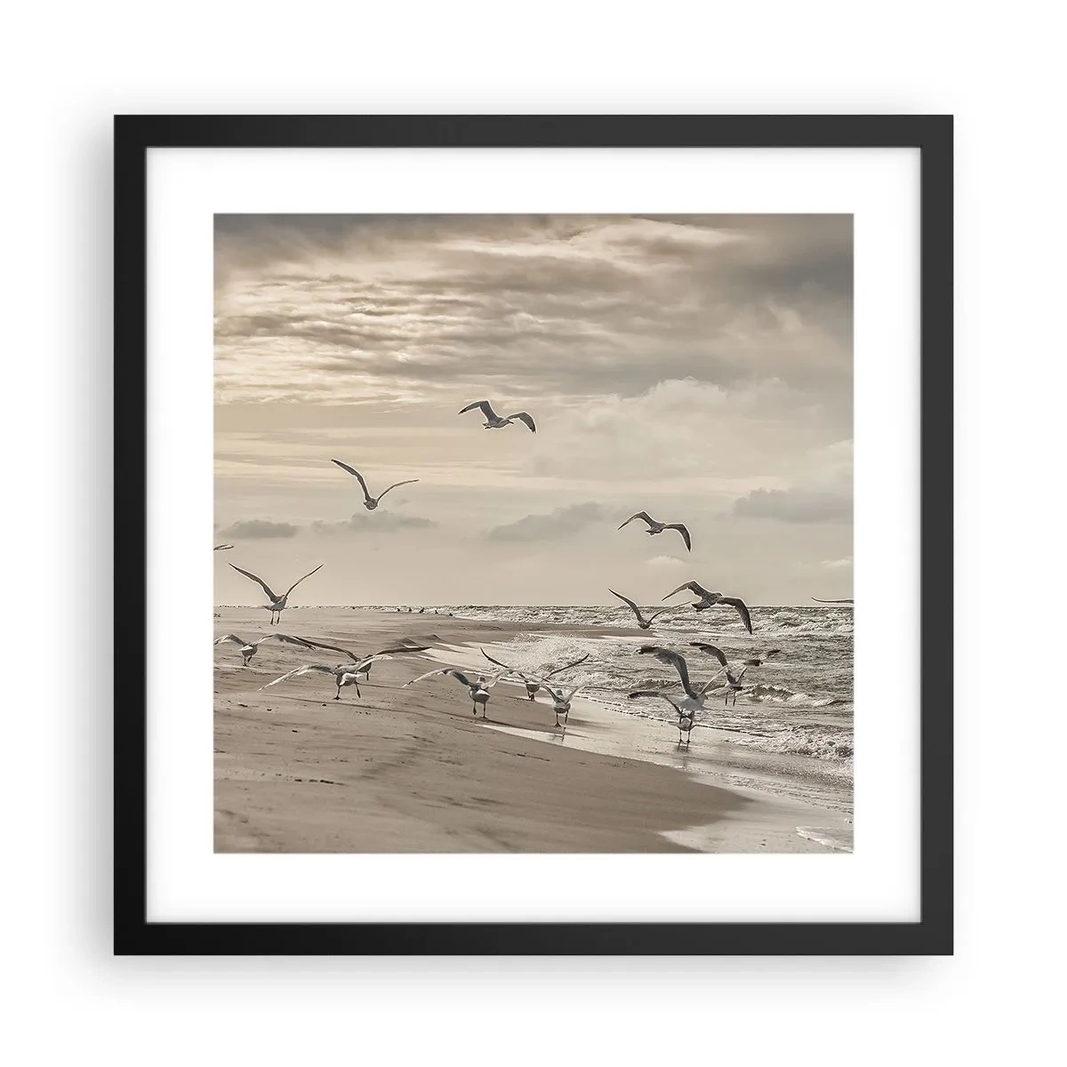 Poster in black frame - Sound of the Sea, Singing of the Birds - 40x40 cm