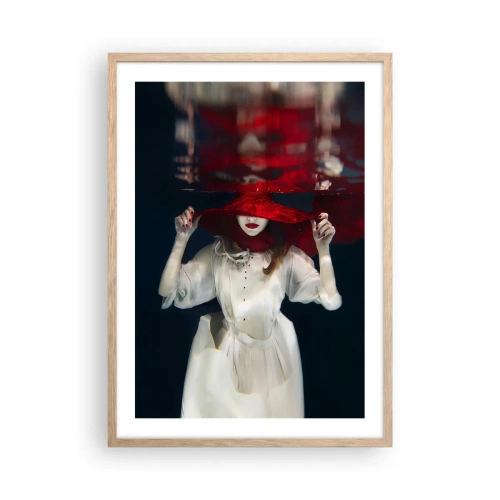 Poster in light oak frame - Mysterious Woman - 50x70 cm