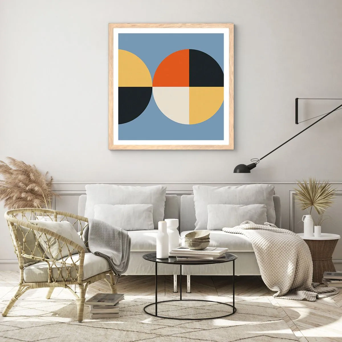 Poster in light oak frame - Look and Count - 60x60 cm