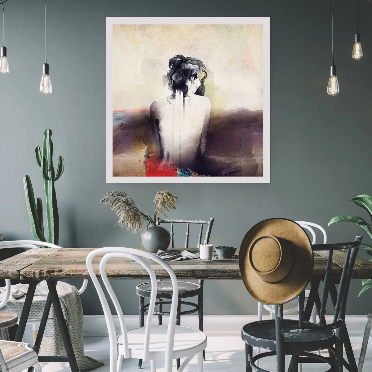 Poster - Gentle Lines, Oval Shapes - 50x50 cm