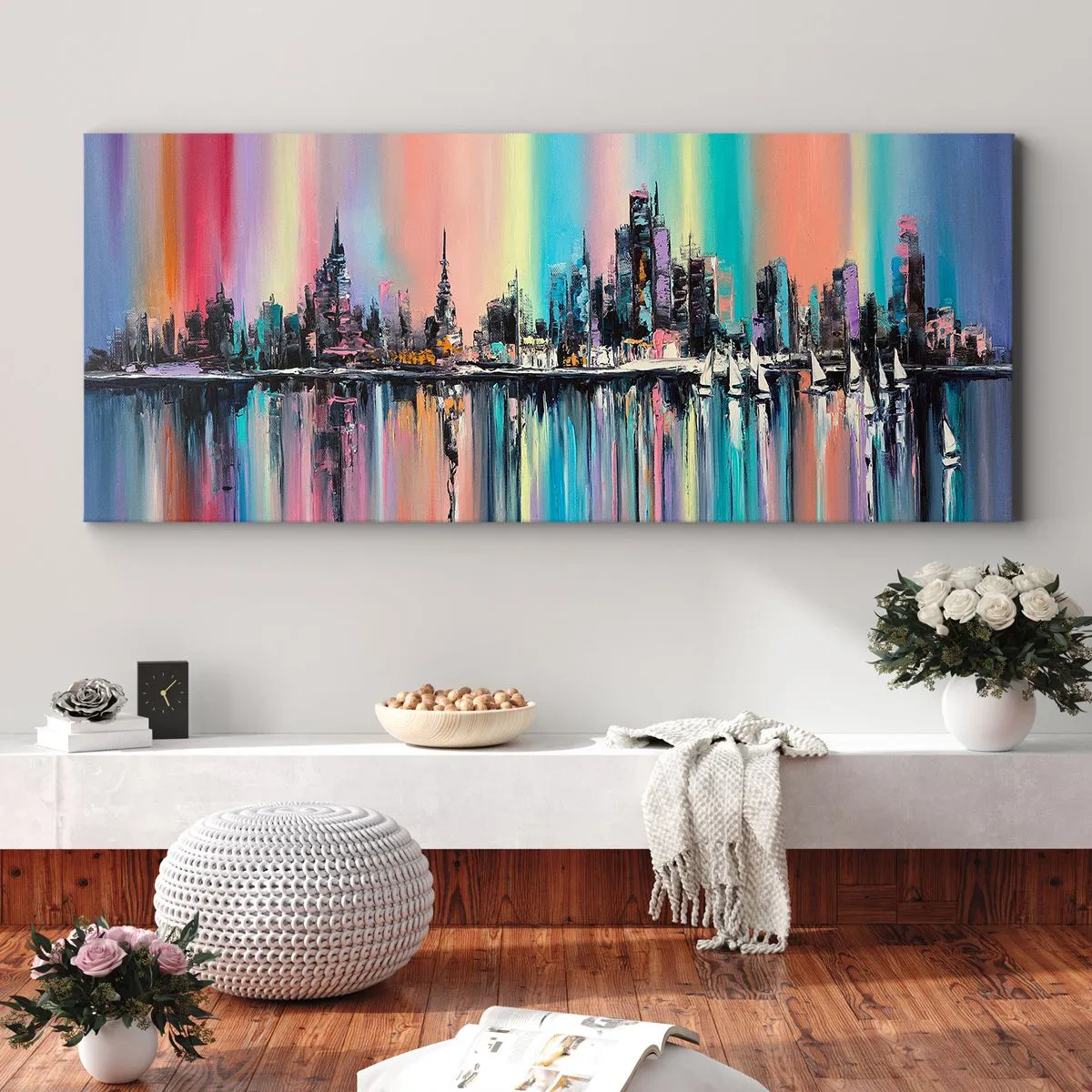 Canvas picture - Run down with Night Lights - 100x40 cm