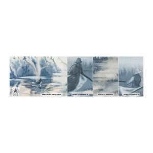 Photo Wallpaper Sample Premium Canvas - Fishermen in Their Paradise - Abstraction, Lake, Fishing - 100x30 cm