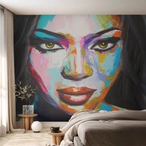 Photo Wallpaper Premium Sand - Impossible Not To Look - Portrait of a Woman, Face, Piece - 200x140 cm