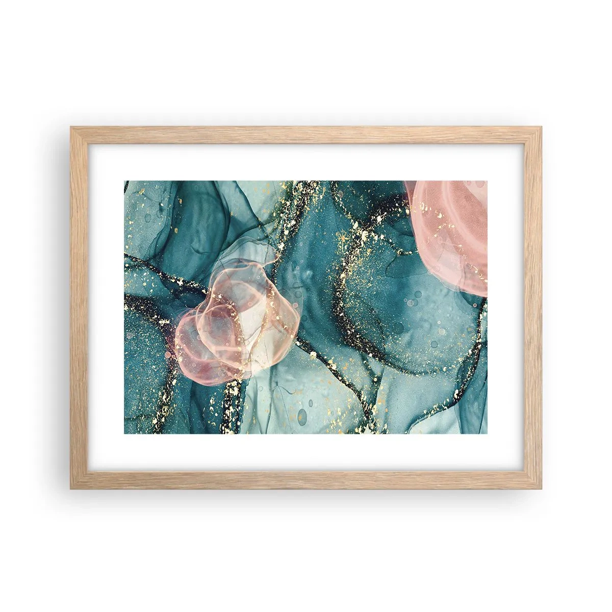 Poster in light oak frame - Silm Blue, Tulle Pink - 40x30 cm