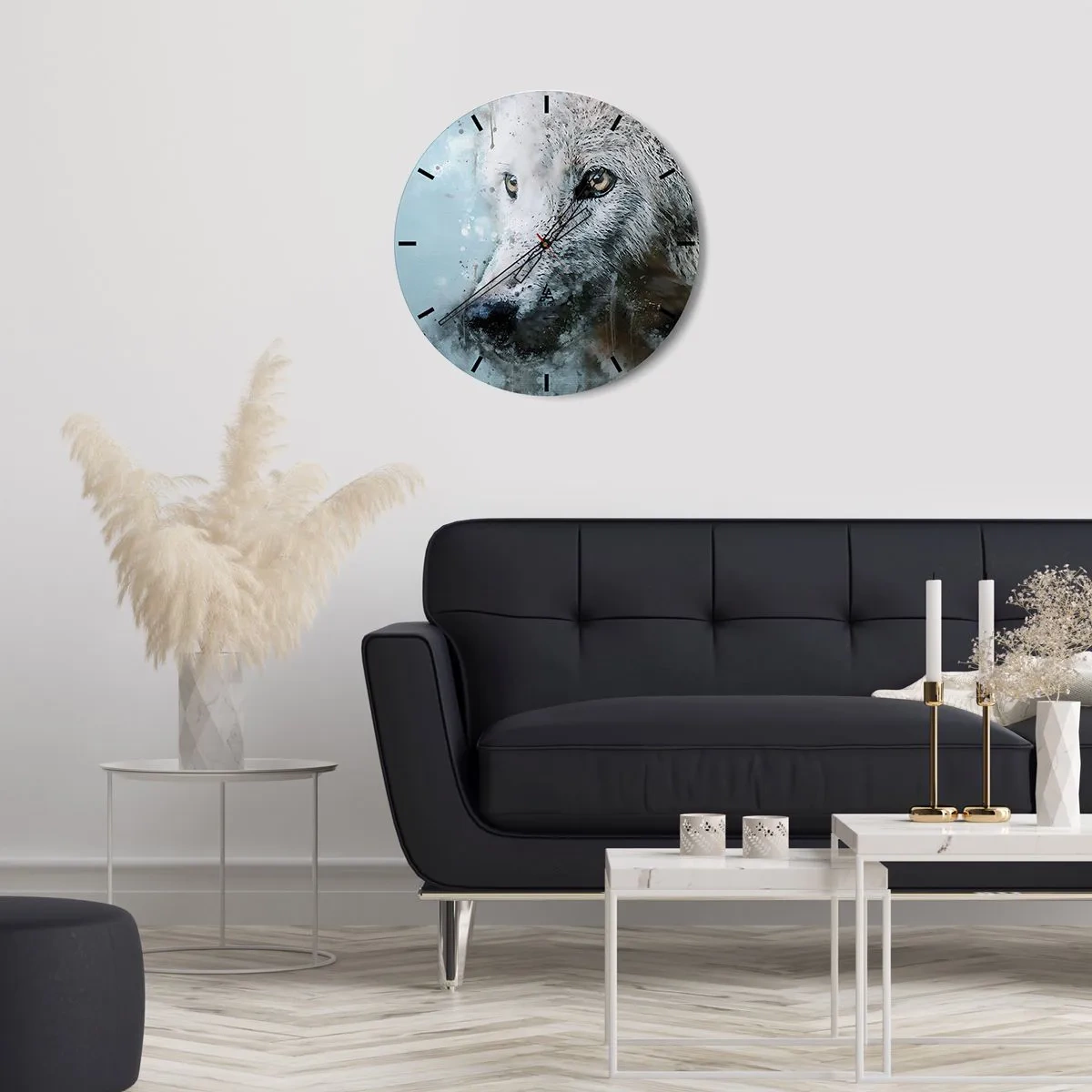 Wall clock - Clock on glass - Meet Wolf Soul - 40x40 cm