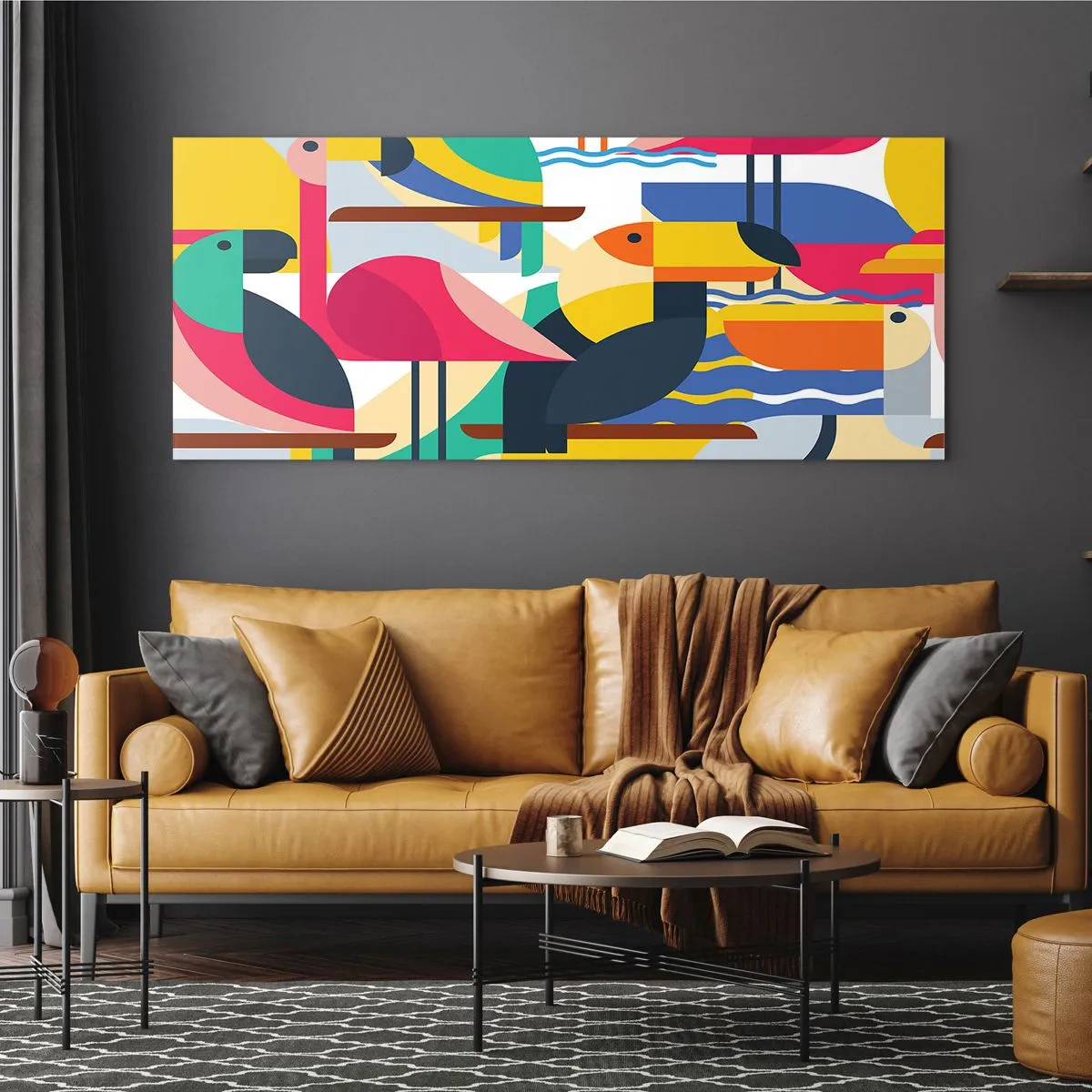 Glass picture - Birds' Party - 140x50 cm