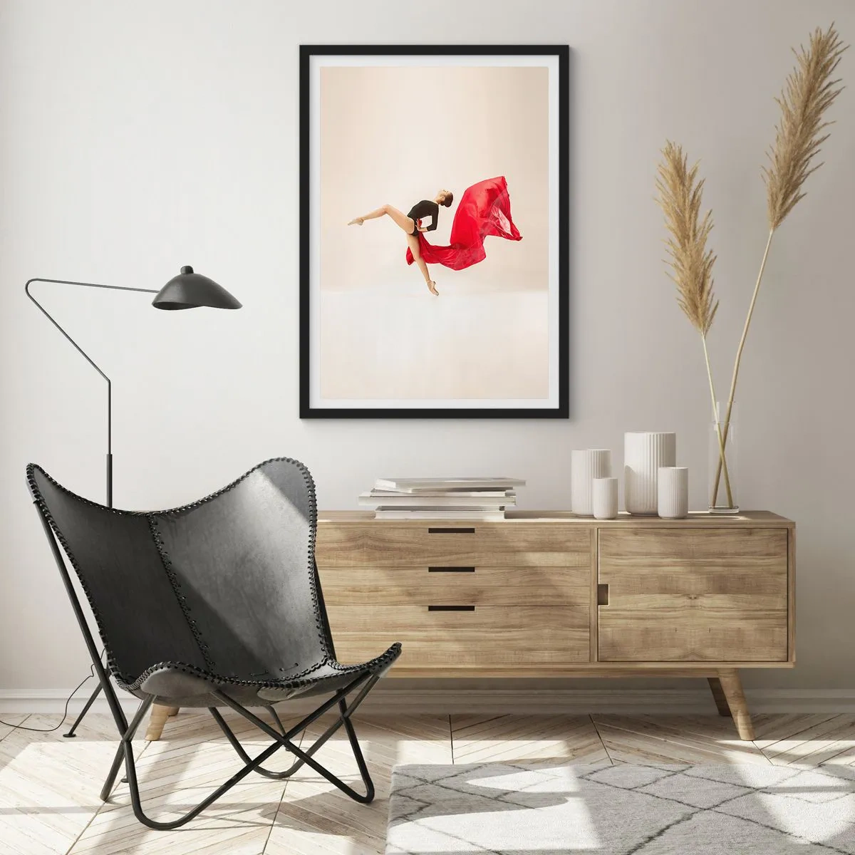 Poster in black frame - Red and Black - 30x40 cm