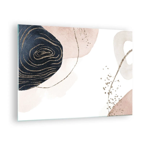 Glass picture - Abstract forms with gold accents - 70x50cm - Everything Flows - Modern wall decoration for the living room and bedroom ARTTOR