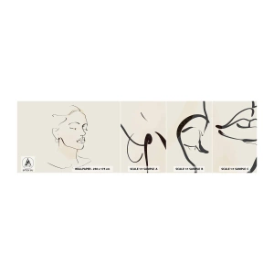 Photo Wallpaper Sample Standard Eco - With a Decisive Line - Abstraction, Woman's Face, Lineart - 100x30 cm