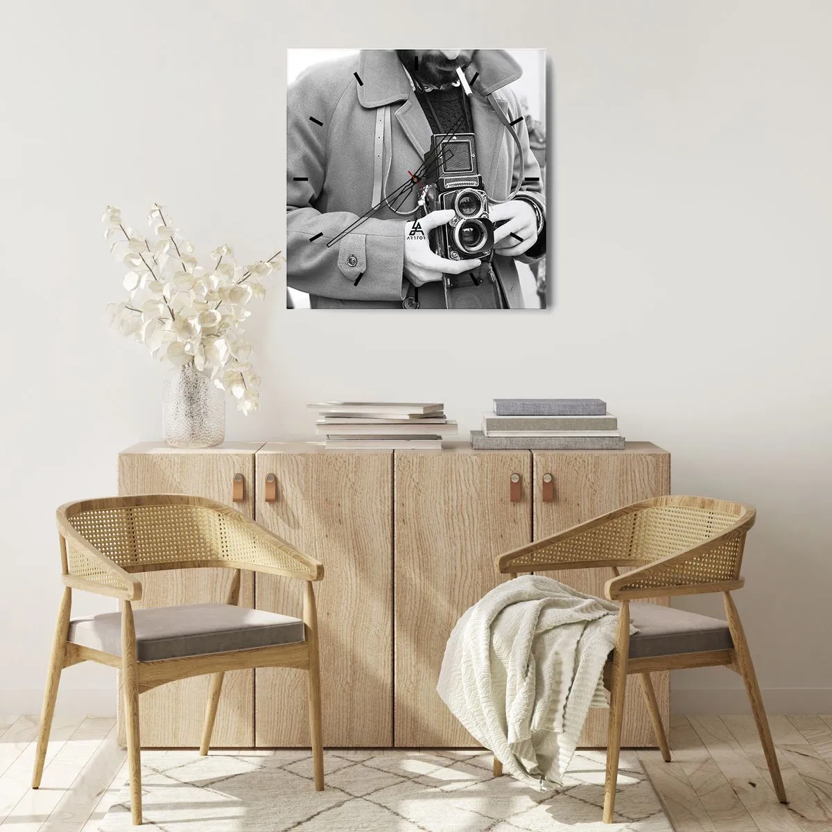 Wall clock - Clock on glass - In Retro Style - 40x40 cm