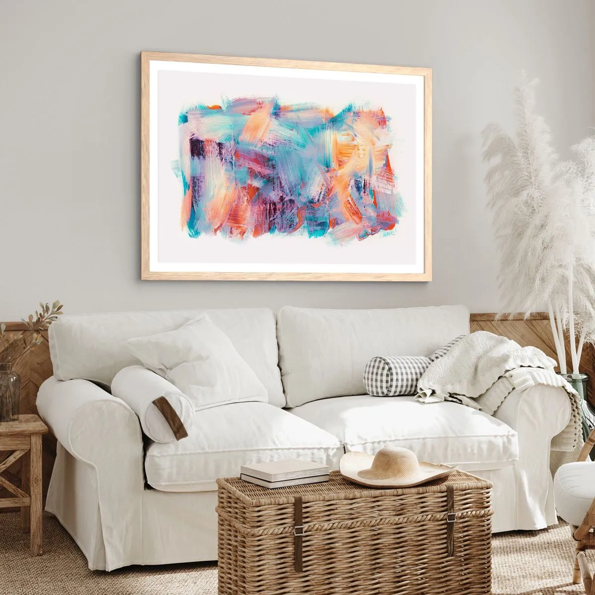 Poster in light oak frame - Colourful Mess - 50x40 cm