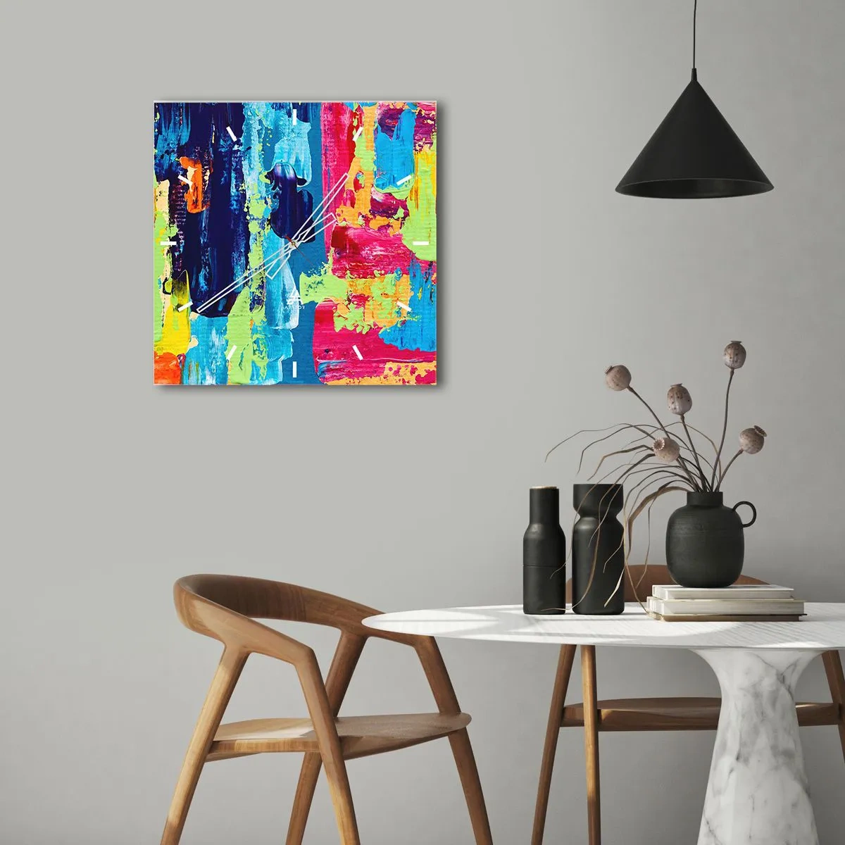 Wall clock - Clock on glass - Life Is Beautiful! - 30x30 cm