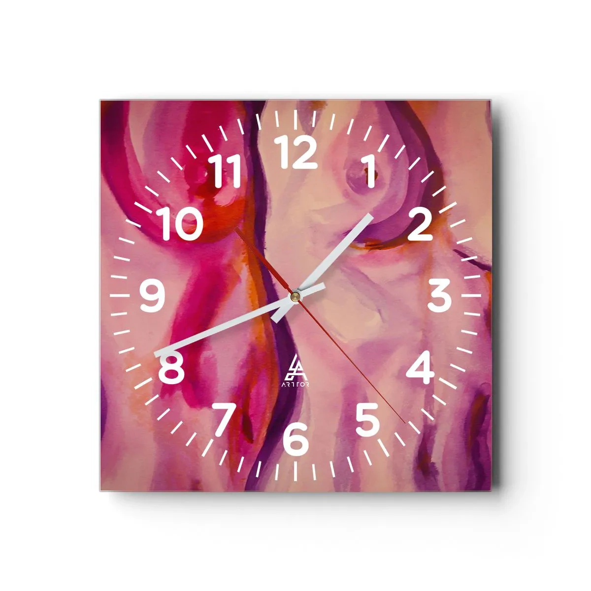 Wall clock - Clock on glass - Ode to Womanhood - 40x40 cm