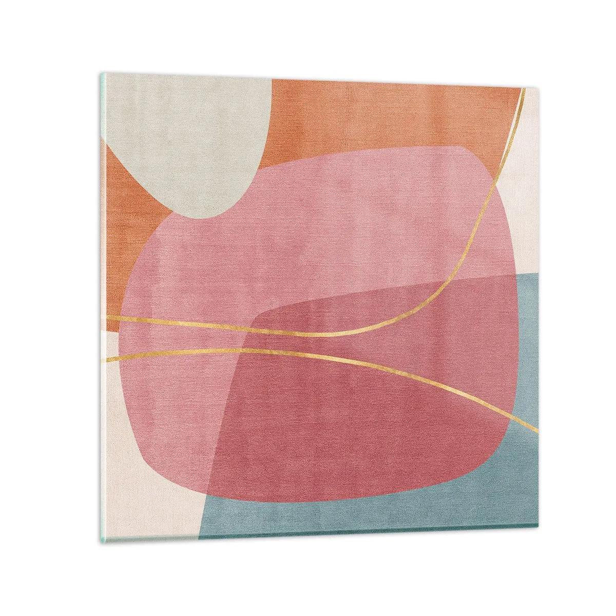 Glass picture - Pastel Composition with a Golden Note - 60x60 cm