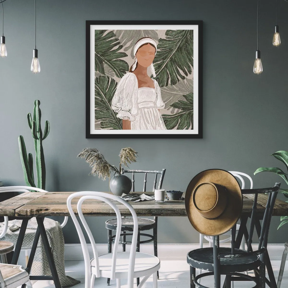 Poster in black frame - Exotic Portrait - 40x40 cm