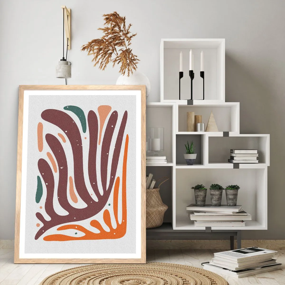 Poster in light oak frame - Radiant Organic Composition - 61x91 cm