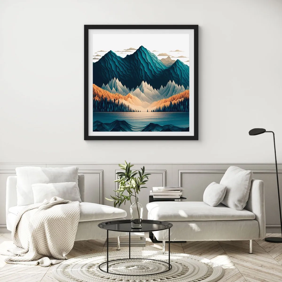 Poster in black frame - Perfect Mountain Landscape - 40x40 cm
