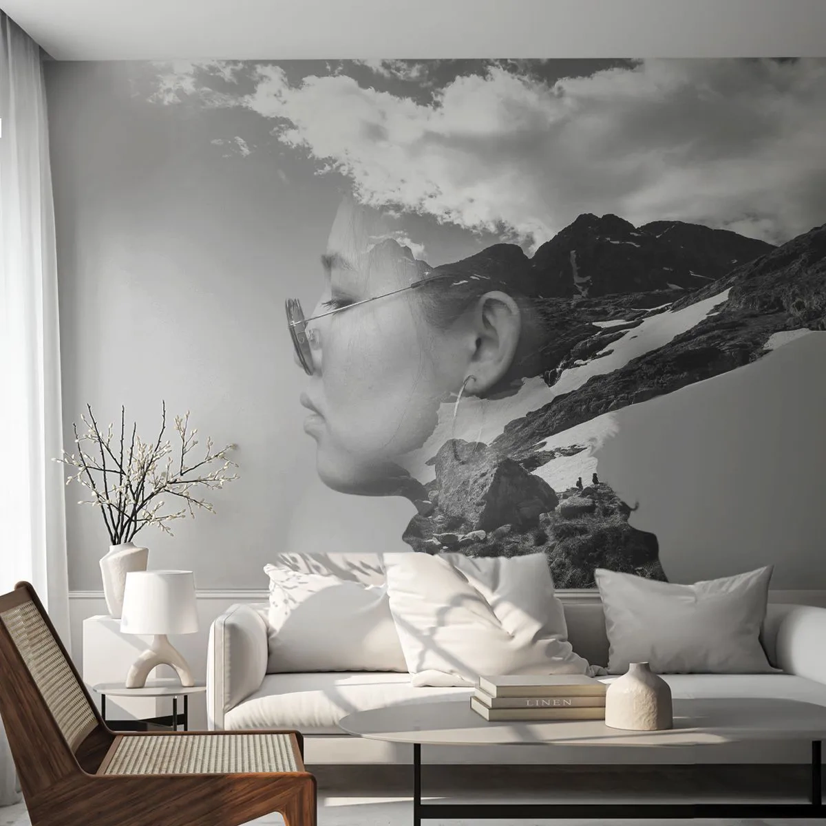 Photo Wallpaper Standard Eco - Cloudy Portrait - Abstraction, Woman's Head, Fantasy - 500x350 cm