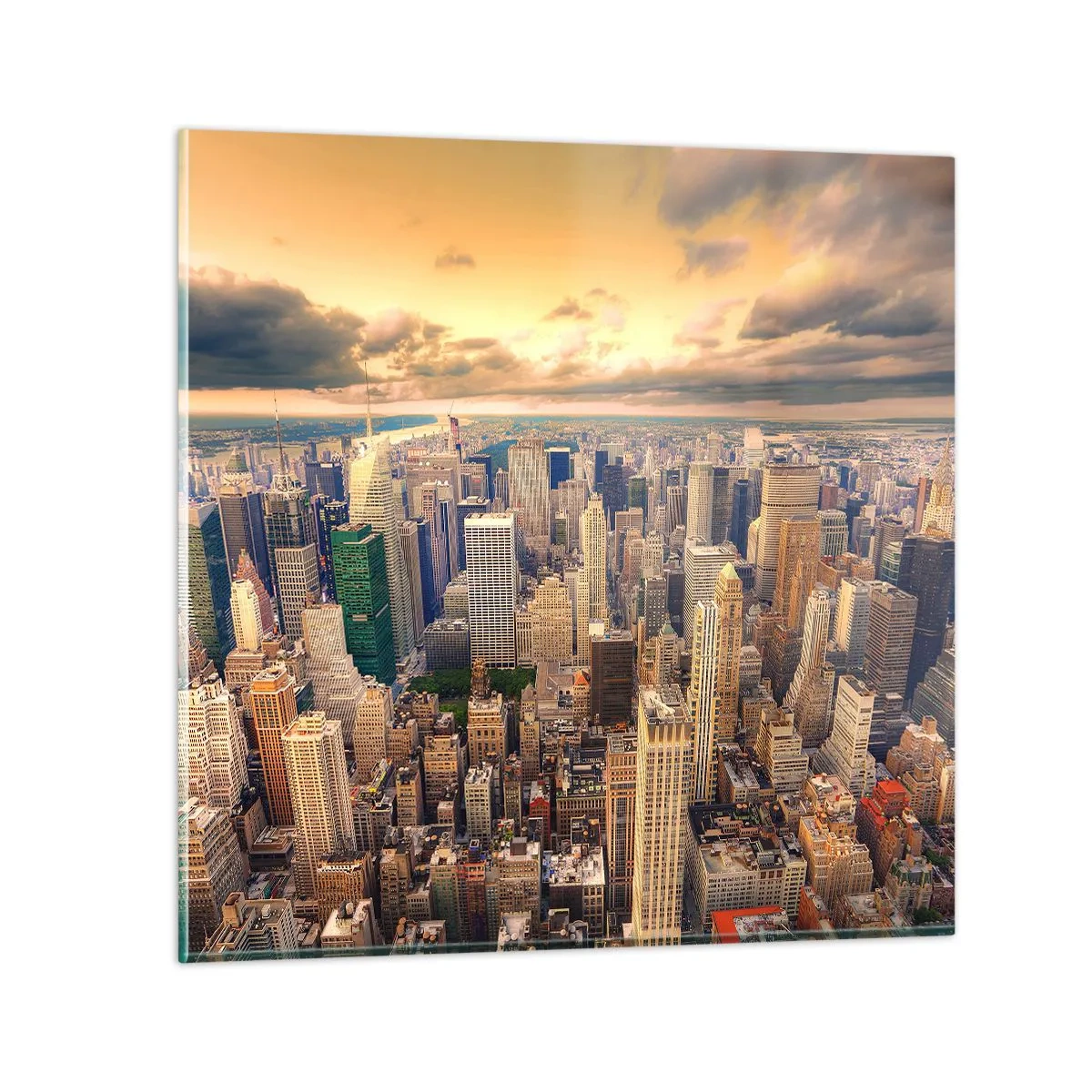 Glass picture - Metropolis in Gold - 30x30 cm