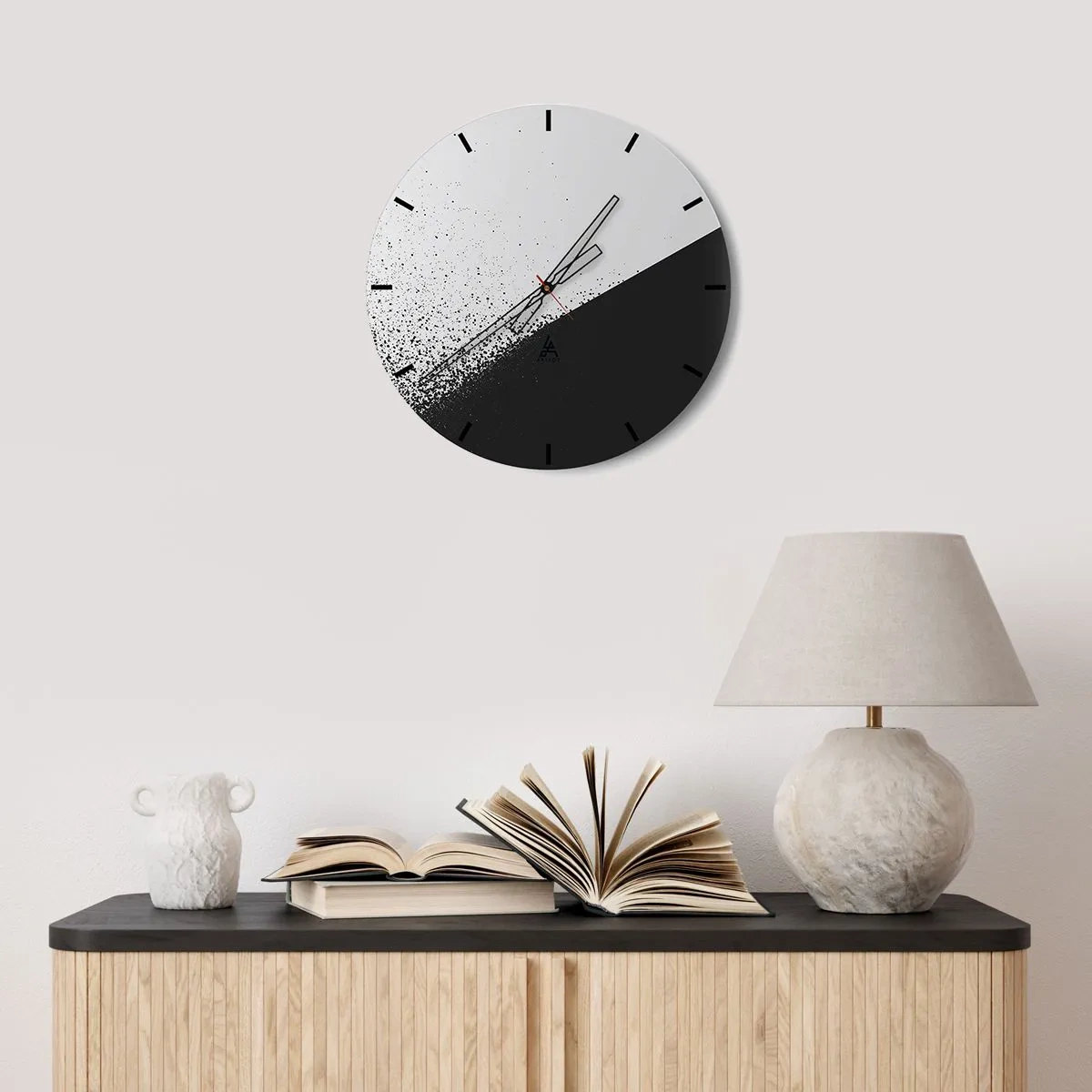 Wall clock - Clock on glass - Faster and More - 40x40 cm