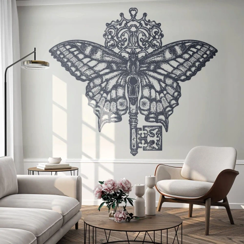 Custom Wallpaper Premium Canvas - All Secrets of the Heart - Abstraction, Butterfly, Key