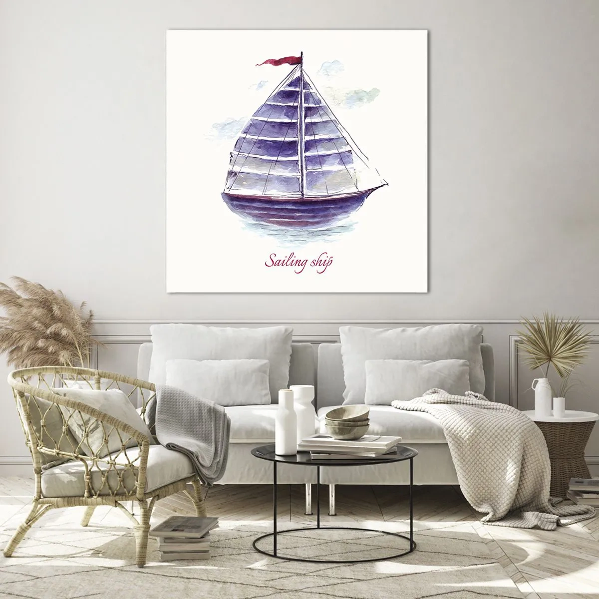 Glass picture - Full Sails And Calm Waters - 70x70 cm