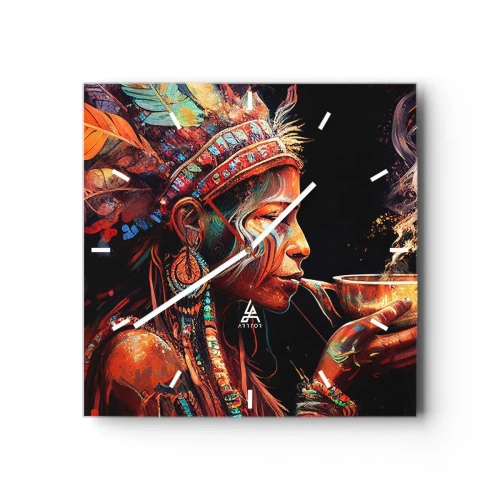 Wall clock - Clock on glass - Magical Ritual - 40x40 cm