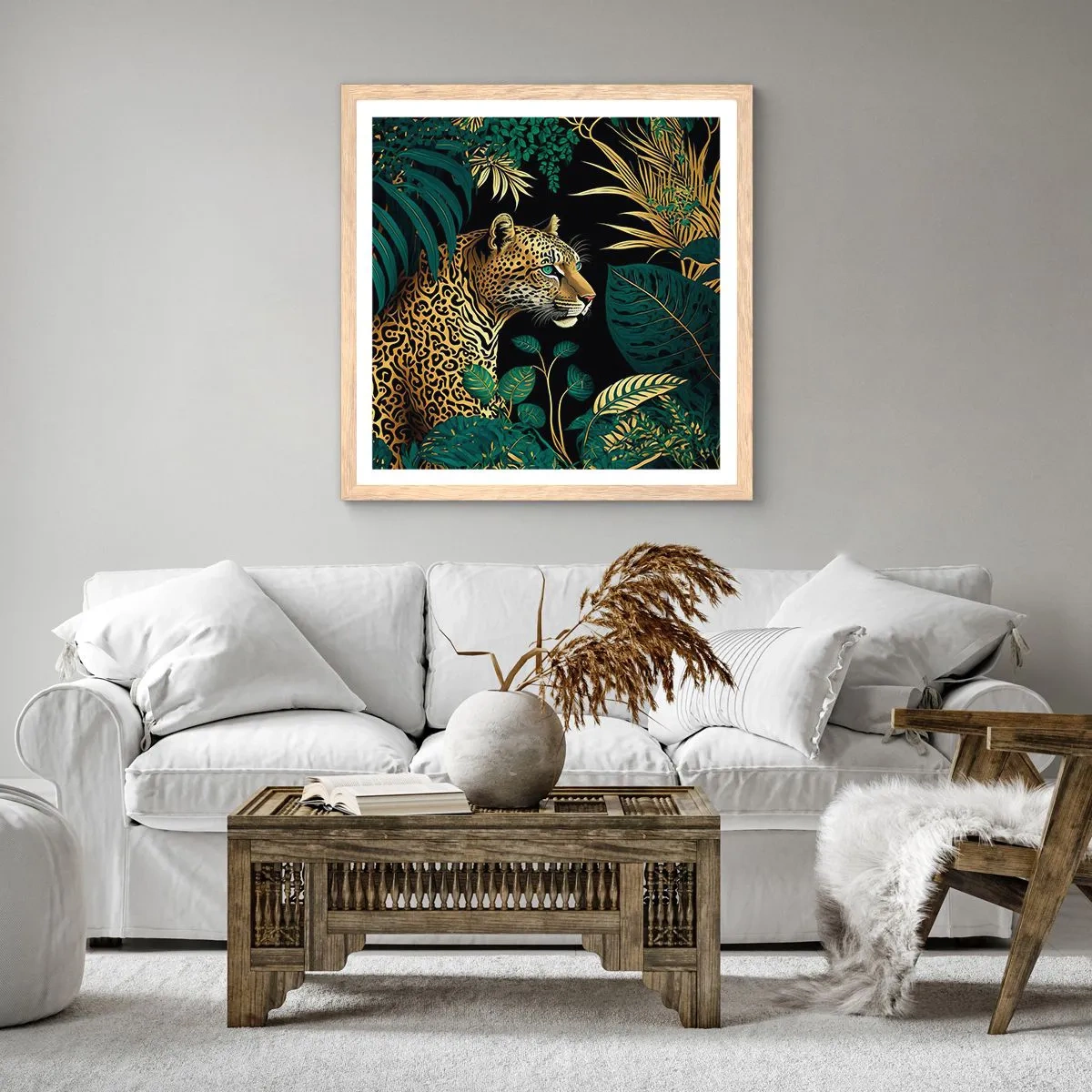 Poster in light oak frame - Host in the Jungle - 40x40 cm