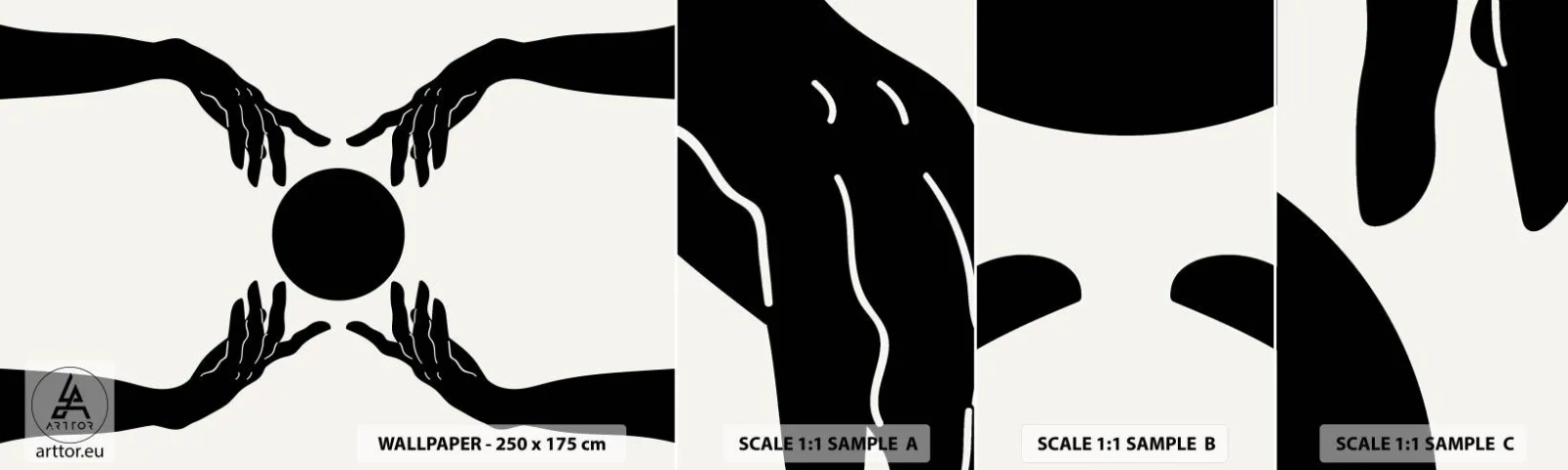 Photo Wallpaper Sample Standard Eco - Secret Sign - Hands, Ball, Hands - 100x30 cm