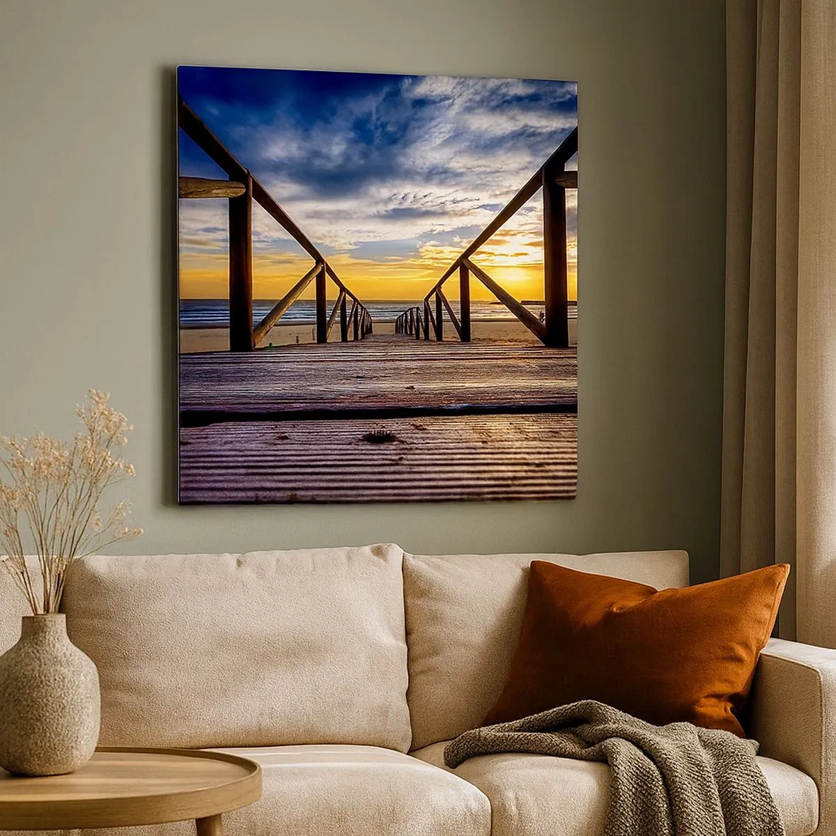 Canvas picture - Straight to a Quiet Beach at Sunset - 30x30 cm