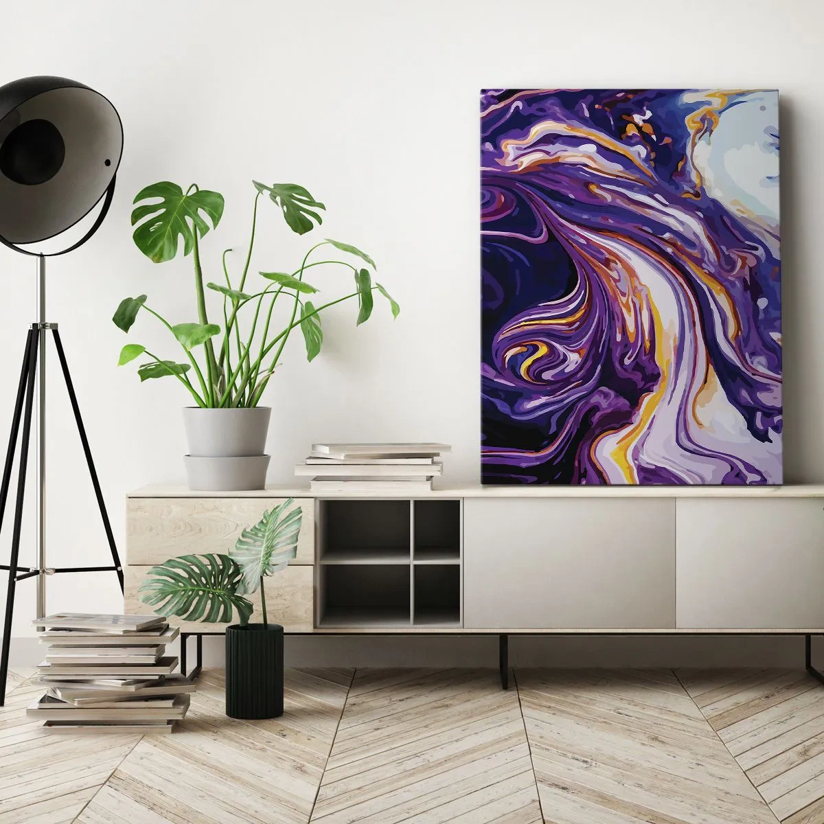 Canvas picture - Bending of Space in Purple - 45x80 cm