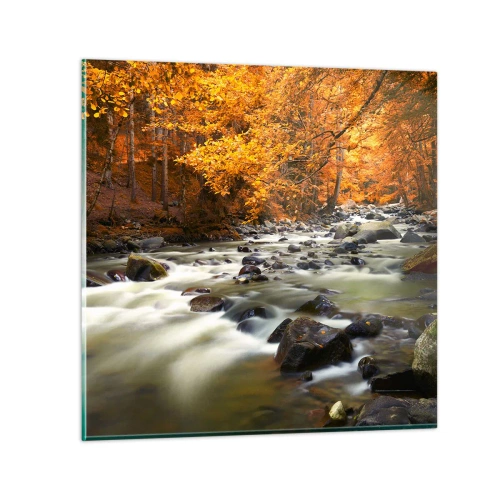 Glass picture - Brook in a Golden Forest - 30x30 cm