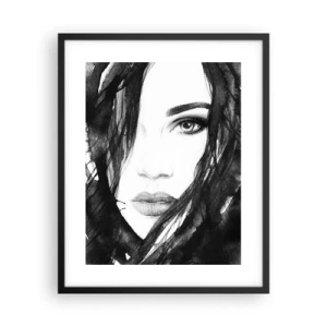 Poster in black frame - Portriat of a Lady in  Black and White - 40x50 cm