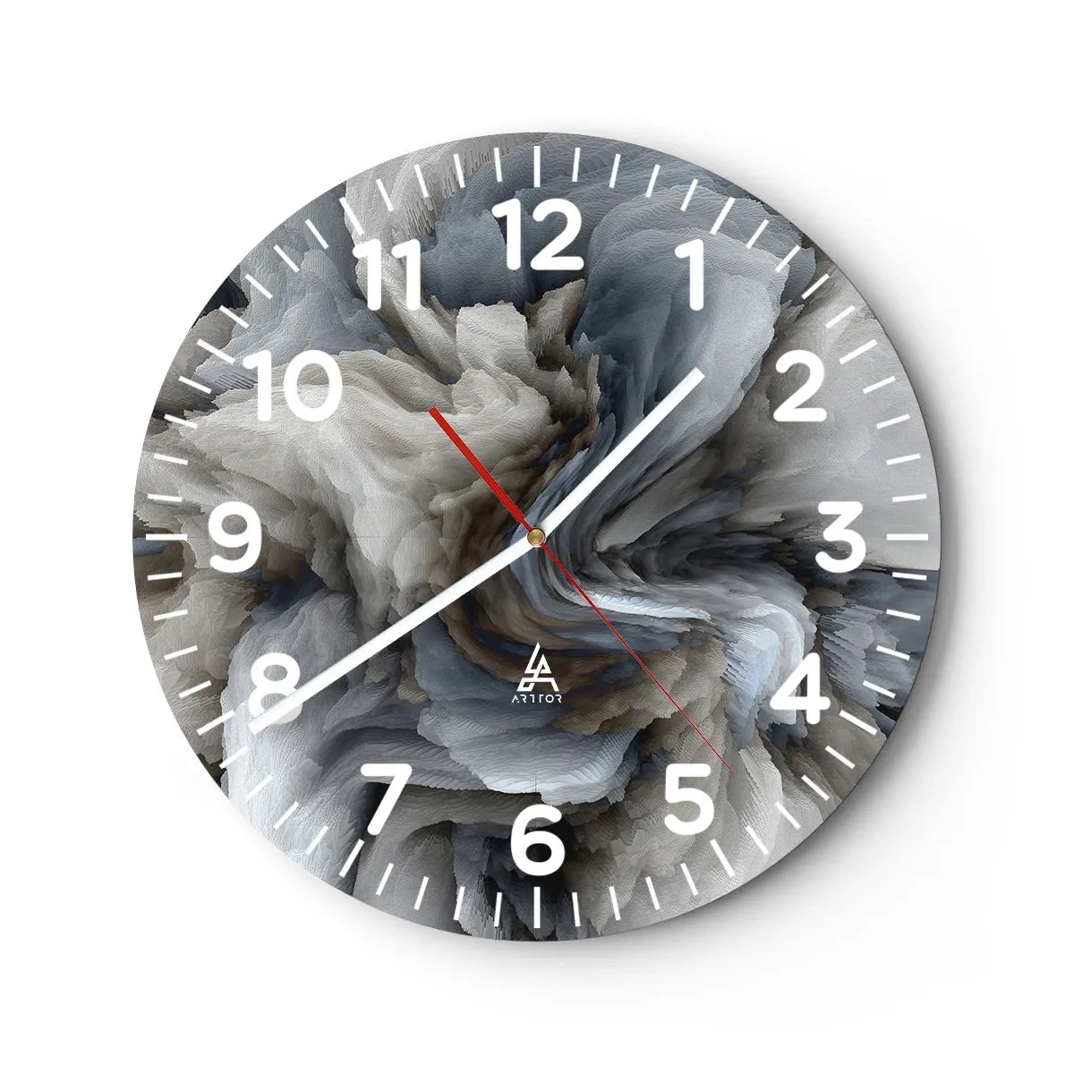 Wall clock - Clock on glass - Stone and Flower - 40x40 cm