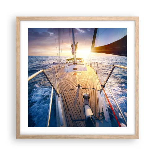 Poster in light oak frame - Running on Waves - 50x50 cm