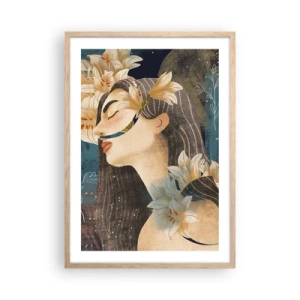 Poster in light oak frame - Tale of a Queen with Lillies - 50x70 cm
