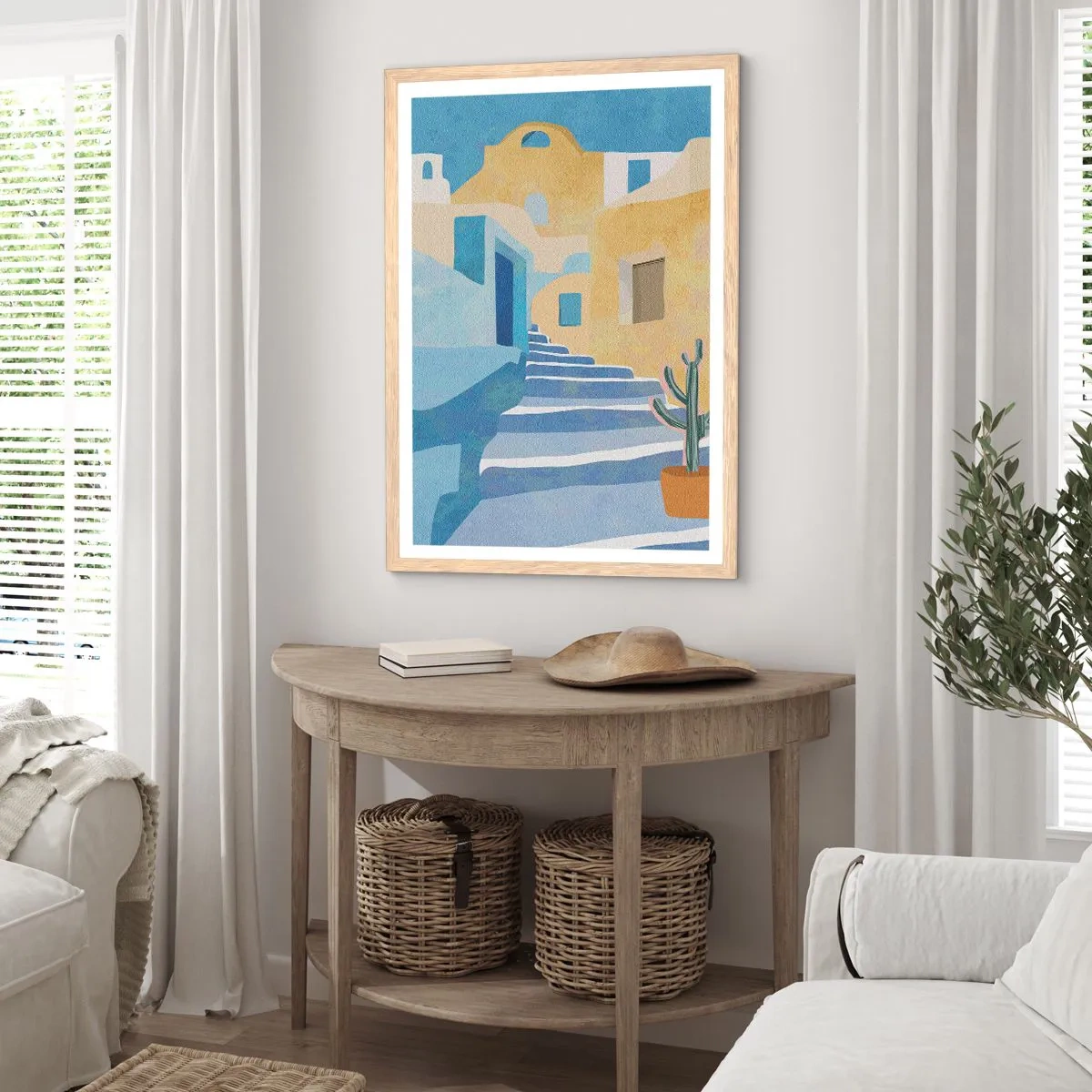 Poster in light oak frame - Day in an Arabic City - 61x91 cm