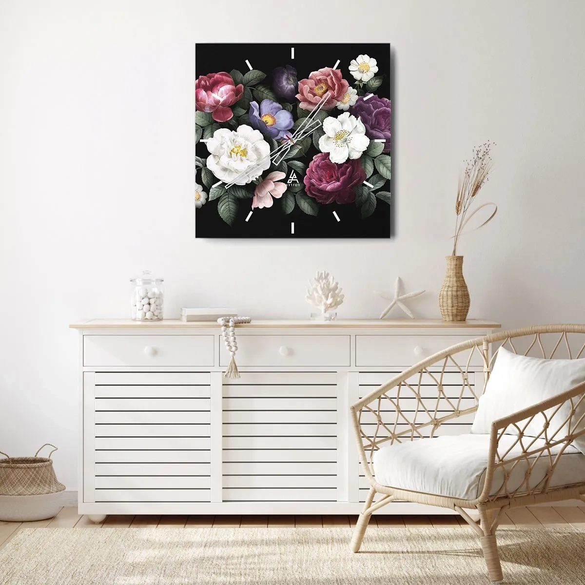 Wall clock - Clock on glass - From an English Garden - 30x30 cm