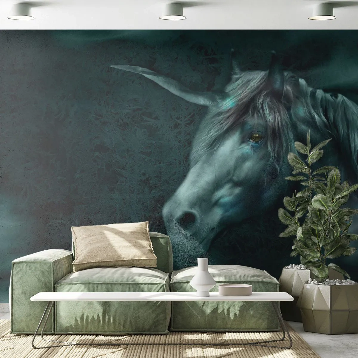 Photo Wallpaper Premium Sand - In an Enchanted Forest - Unicorn, Fantasy, Abstraction - 100x70 cm