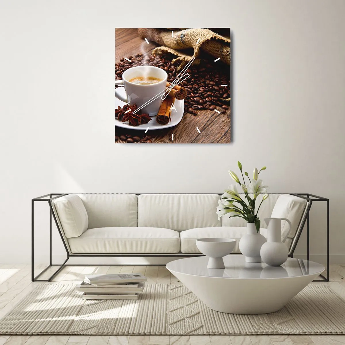 Wall clock - Clock on glass - Spicy Flavour and Aroma - 30x30 cm