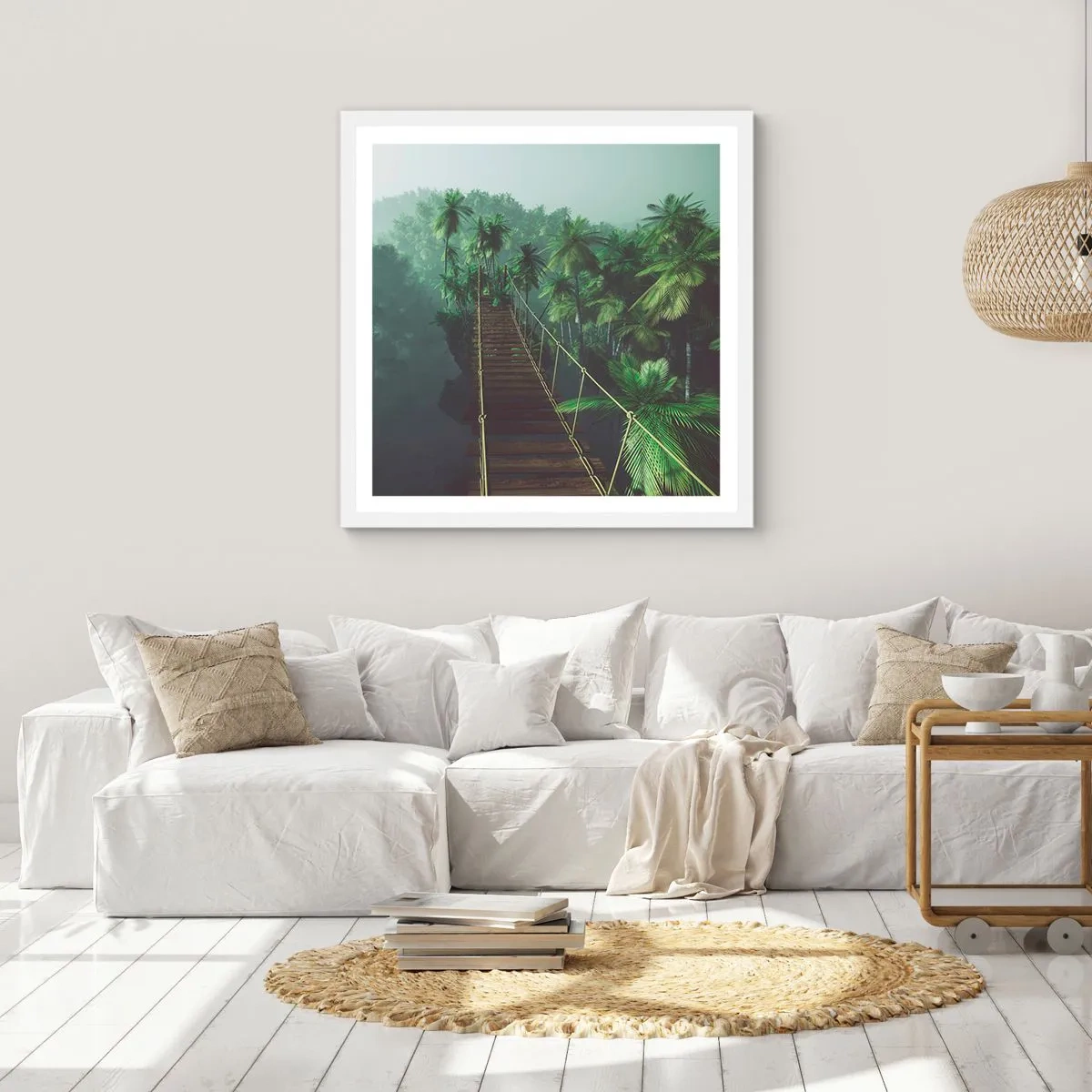 Poster in white frmae - Hanging Bridge in the Green - 50x50 cm