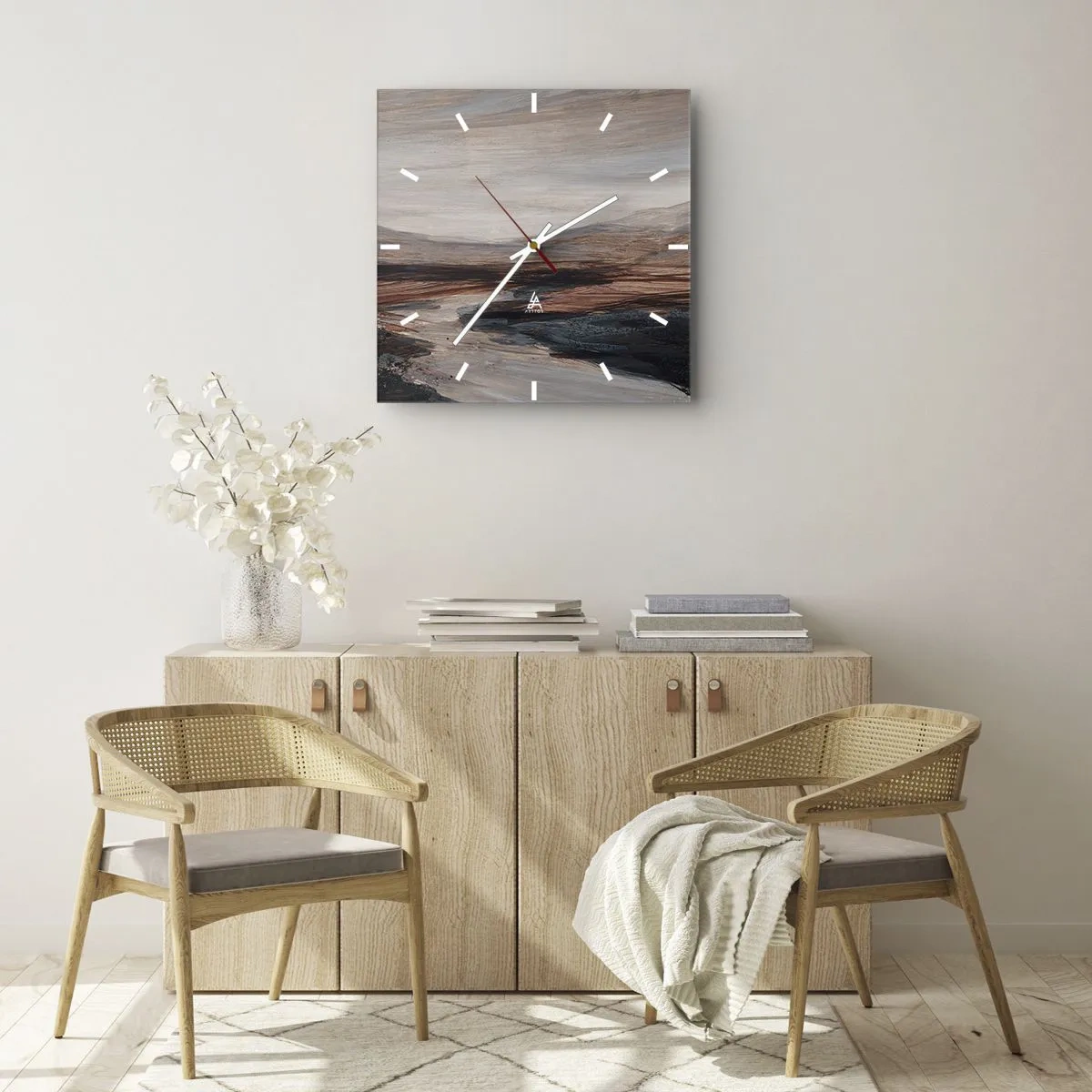 Wall clock - Clock on glass - Quiet Valley - 30x30 cm