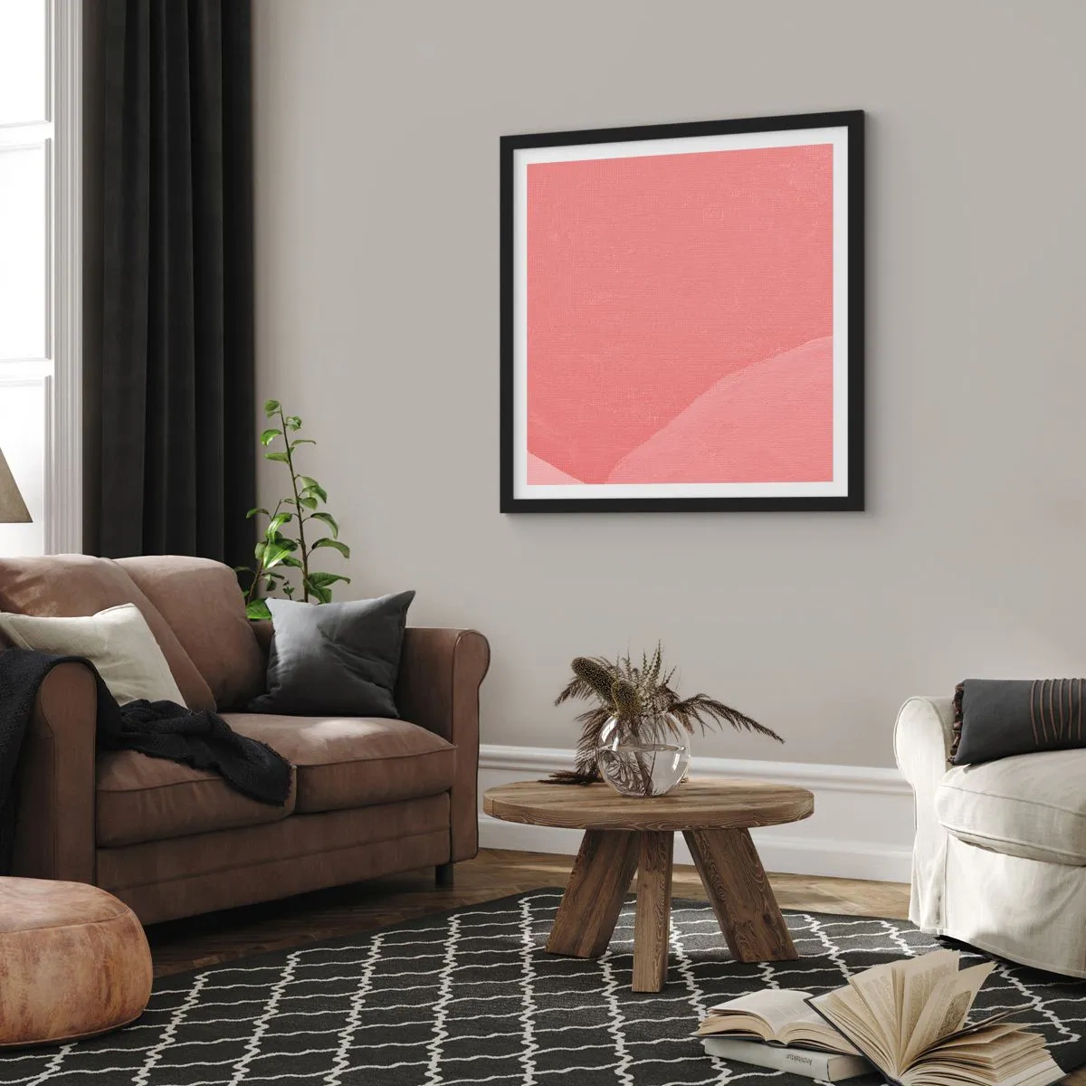 Poster in black frame - Organic Composition In Pink - 30x30 cm