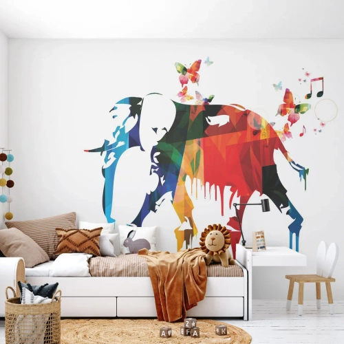 Photo Wallpaper Standard Eco - Everyone Can Dance - Abstraction, Elephant, Butterfly - 250x175 cm