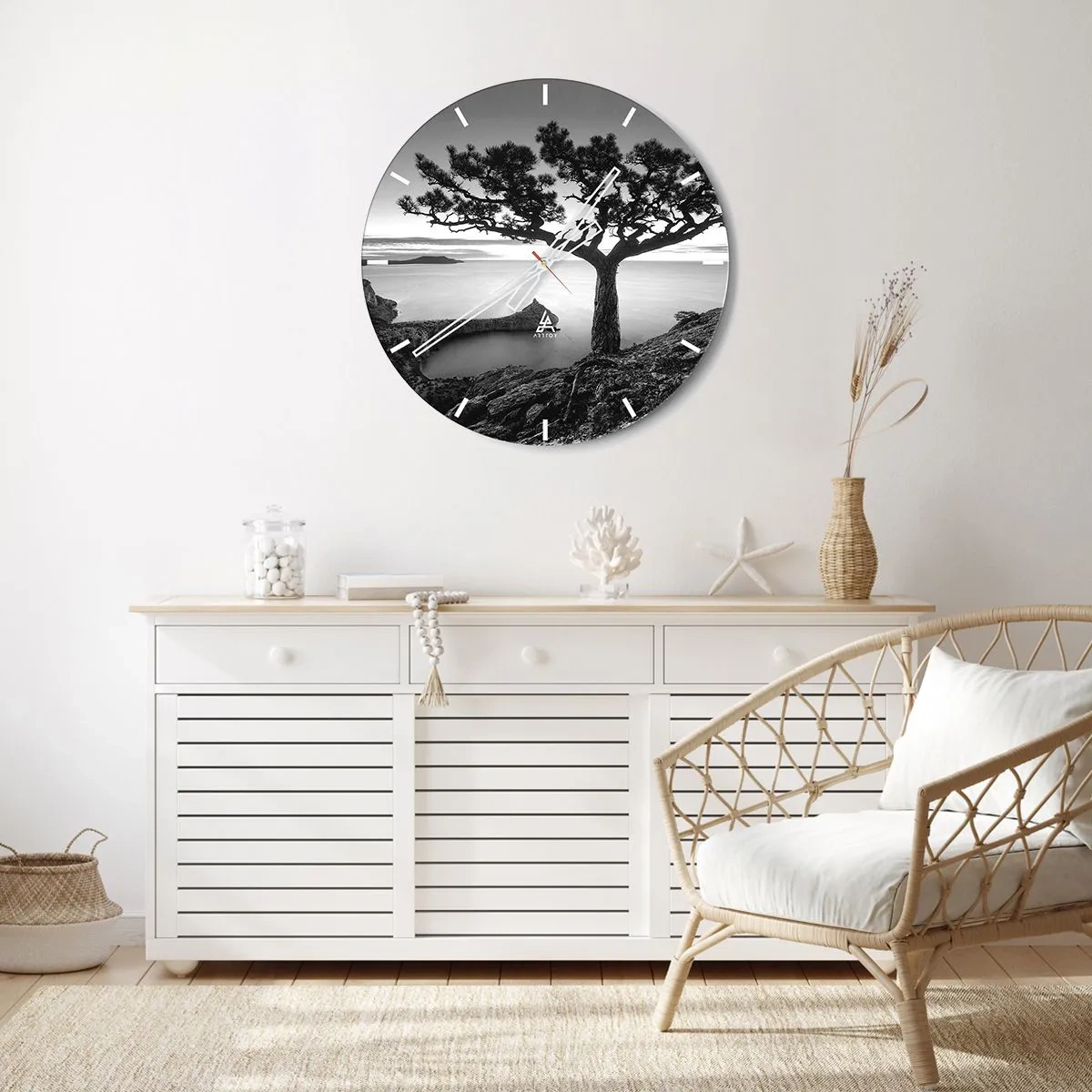 Wall clock - Clock on glass - Quiet All Around - 30x30 cm