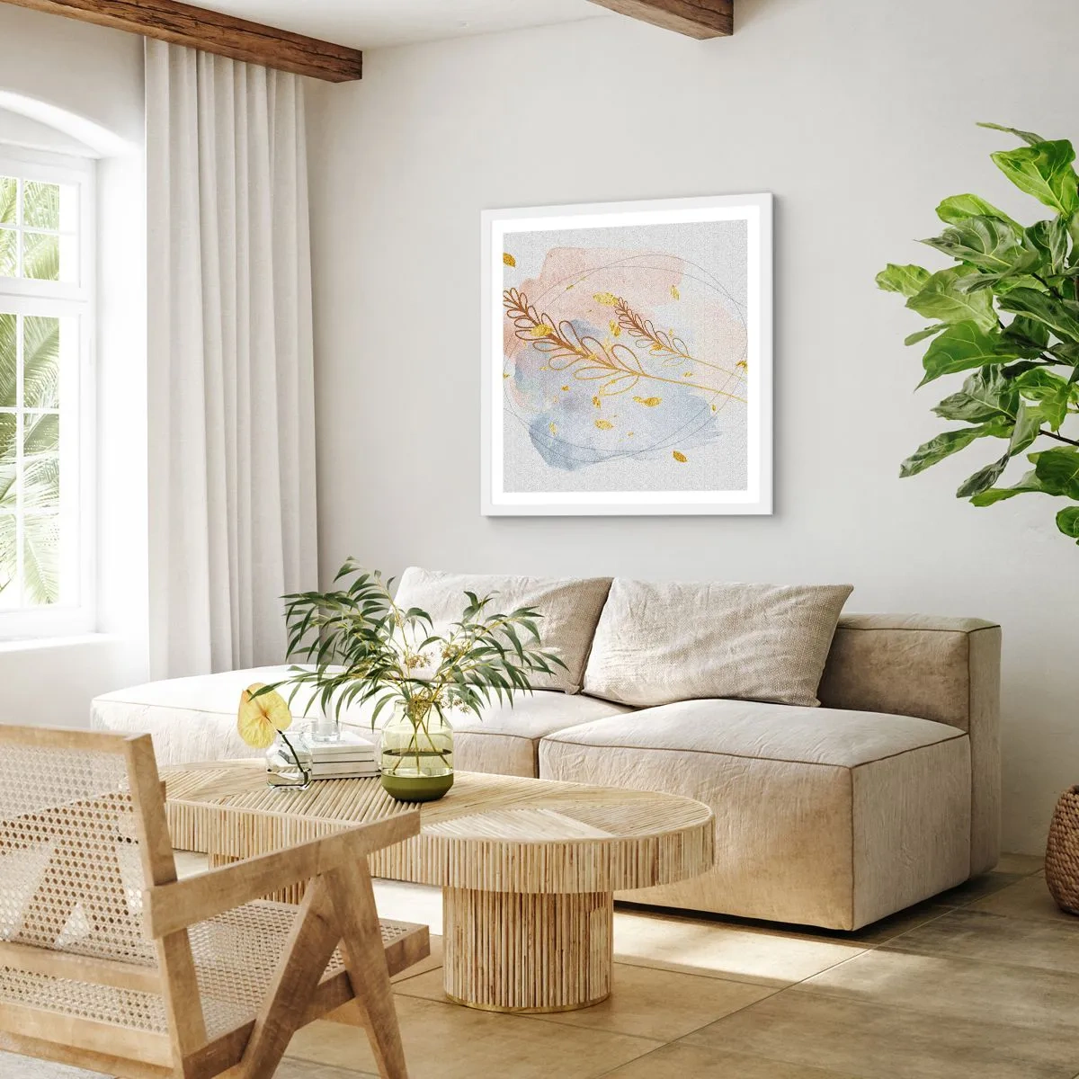 Poster in white frmae - Golden Blast - 40x40 cm